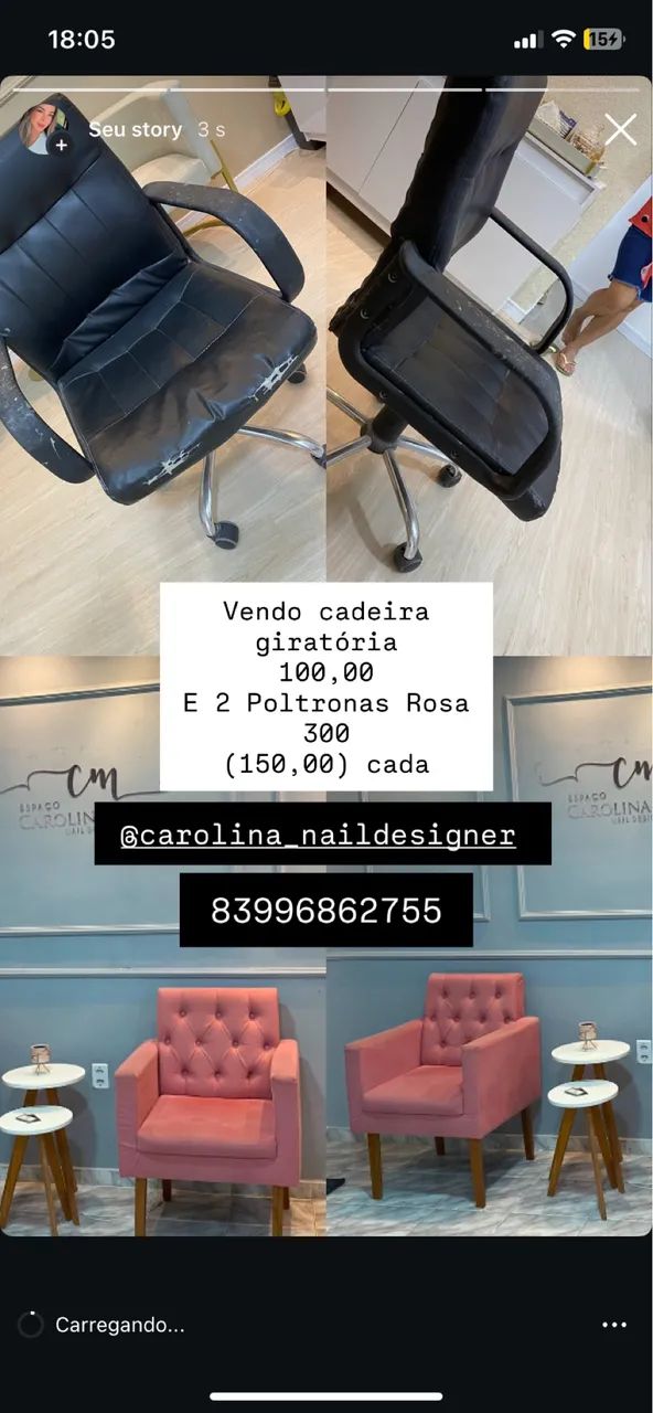 Poltronas e cadeira giratória 