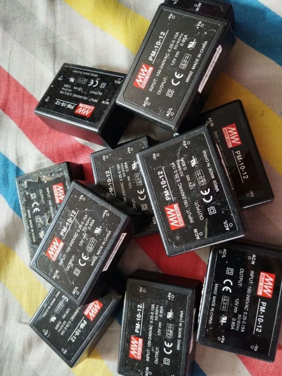 Kit com 7 fontes mean well pm-10-12