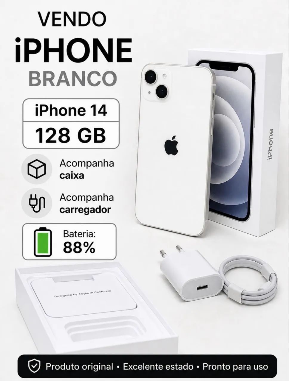 iPhone 14 128GB branco - Celulares e Smartphones - Japiim, Manaus