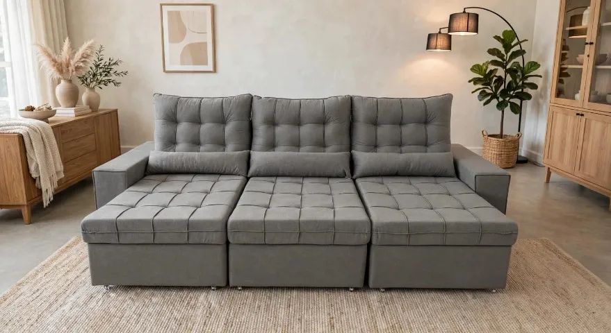 Sofá Retrátil Re4clinavel com tamanho 2,90cm  - Foto 2