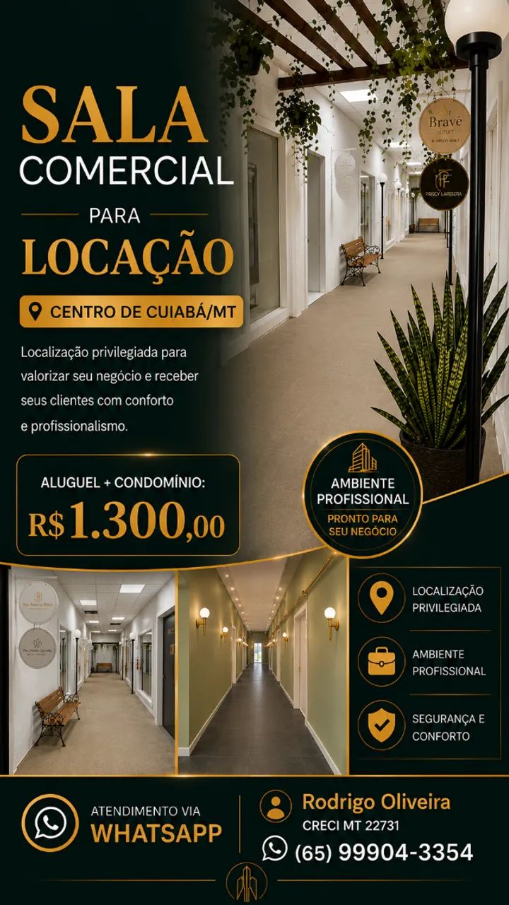 ? Sala Comercial para Locação - Excelente Oportunidade no Centro de Cuiabá/MT!