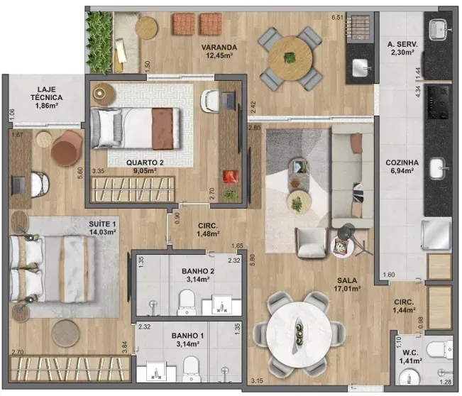 PLANTA 80m²