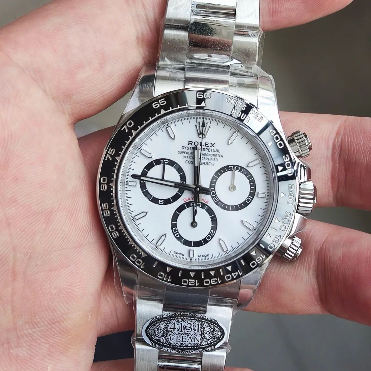 Relógio automático super c Daytona panda rolex 4131 completo 