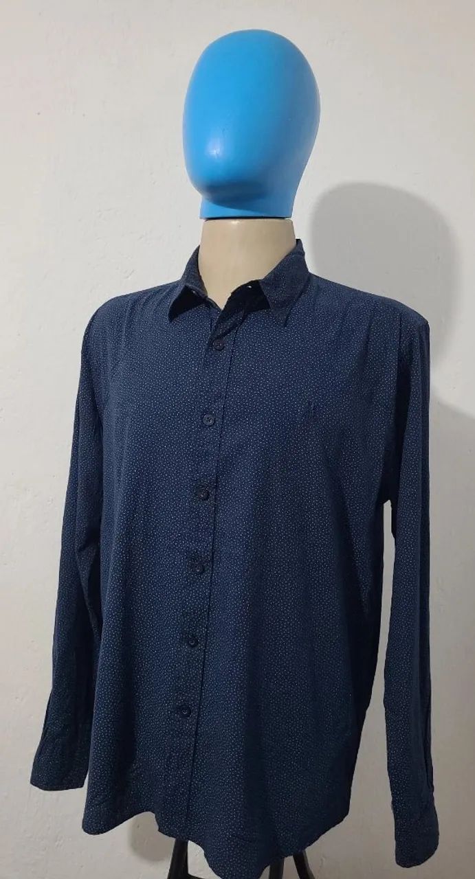 Camisa social azul tamanho G, bonita, original, confortável, tecido macio.  - Foto 3
