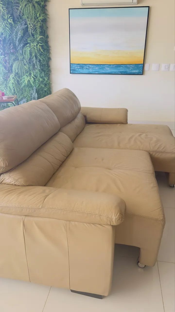 Sofá retrátil de couro (2,60 mt) - Foto 4