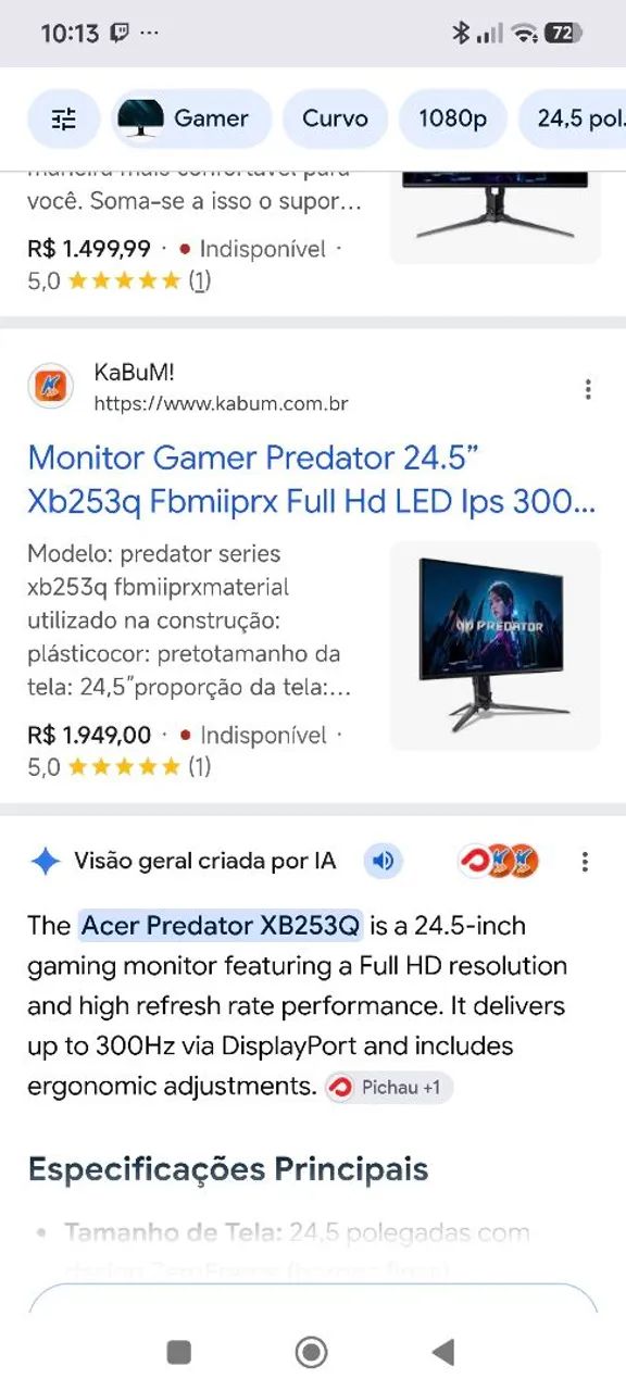 Monitor 300hz Acer predador  - Foto 2
