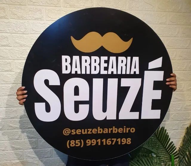 Placa para barbearia com sua logomarca personalizada divulgue sua loja - Foto 4