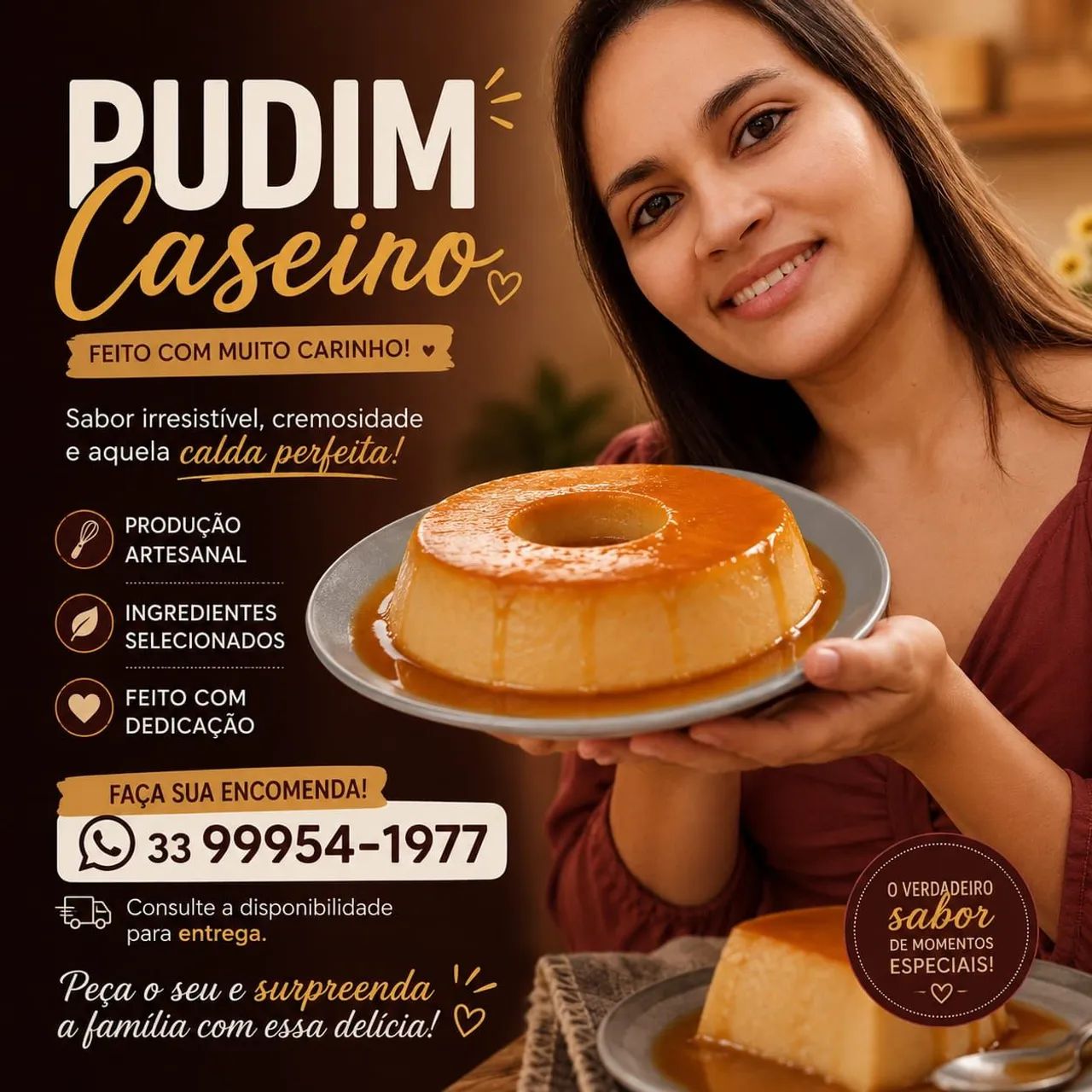 Pudim Caseiro Irresistível + Rosquinhas Artesanais