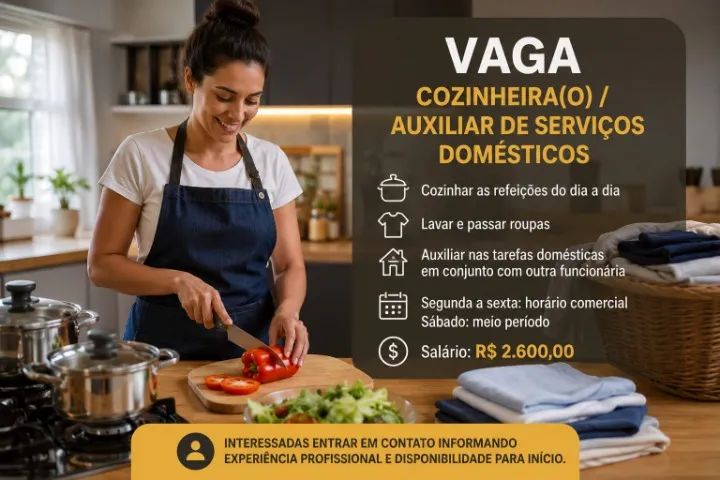 Cozinheira / Auxiliar de serviços domésticos