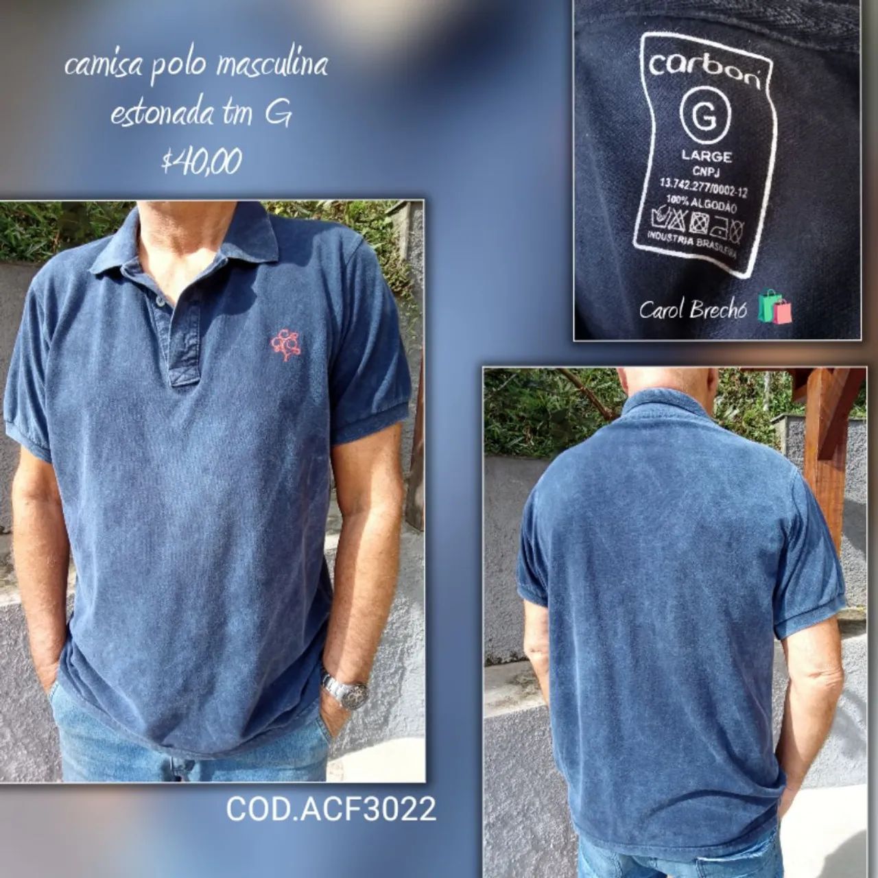 Camisa polo masculina estonada 
