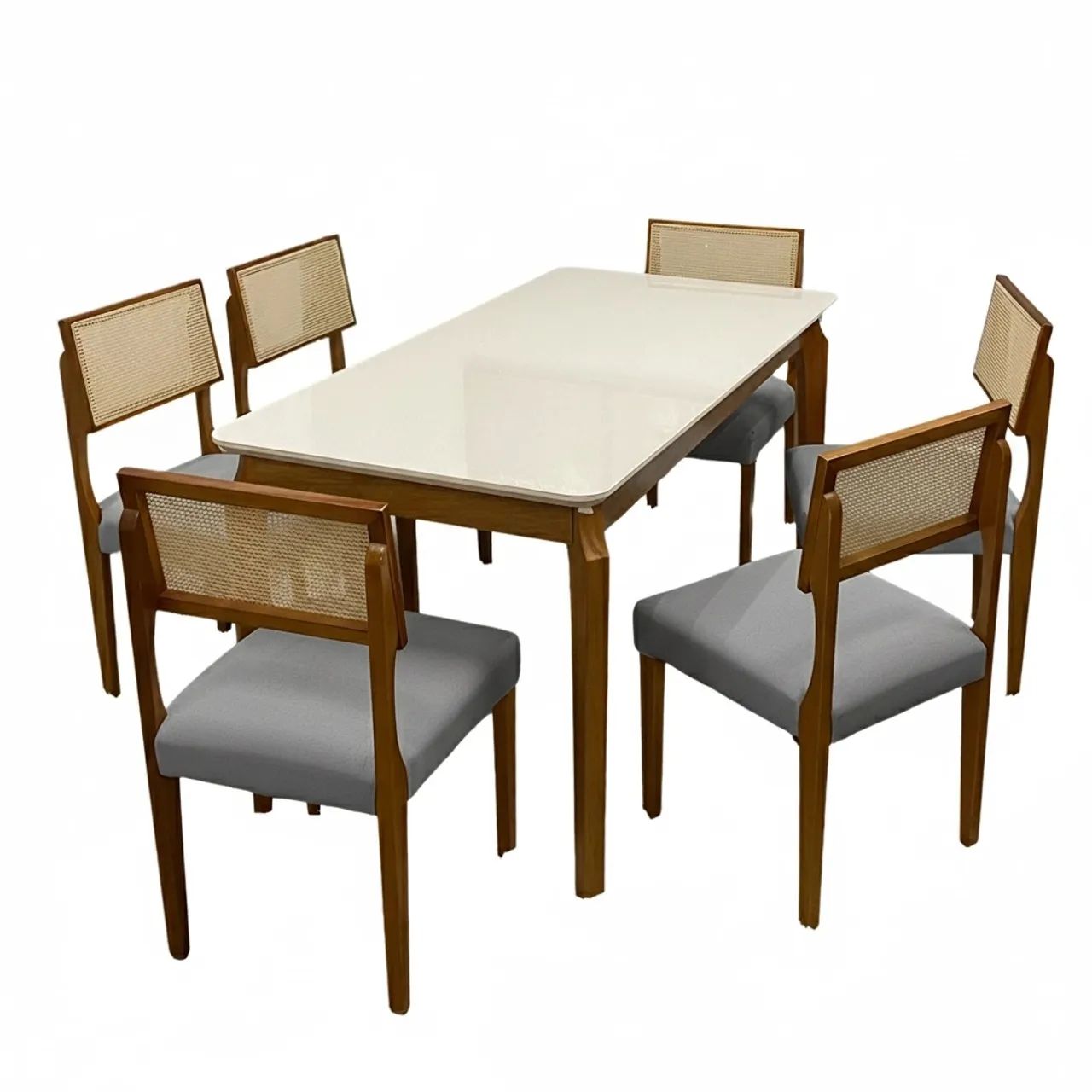 Mesa de Jantar Giulia C/Vidro e 6 Cadeiras em Linho p5 S  - Foto 2