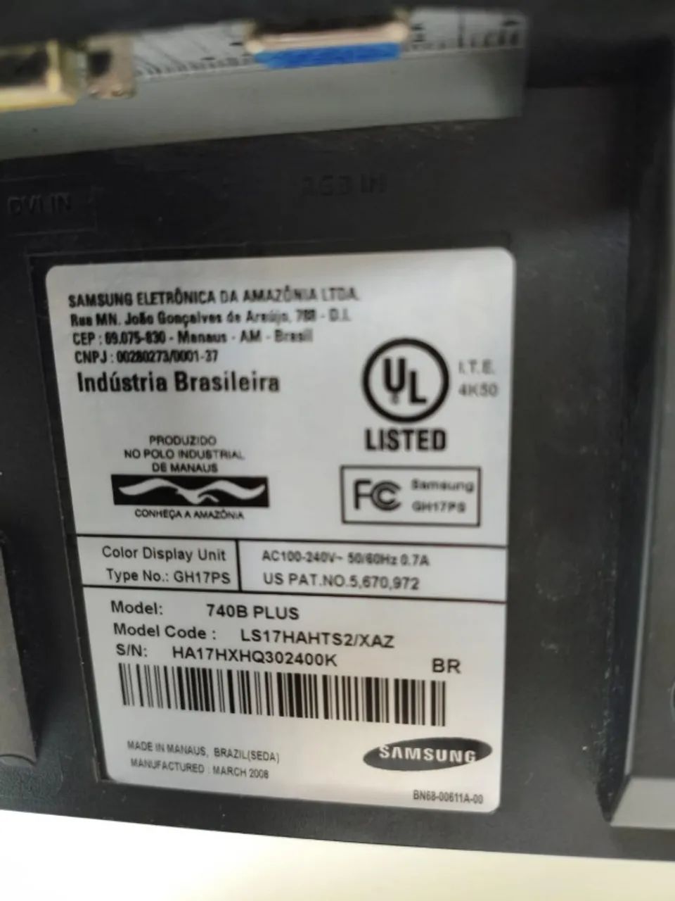 Monitor Samsung SyncMaster 740B Plus 17? VGA DVI com Ajuste de Altura - Foto 4
