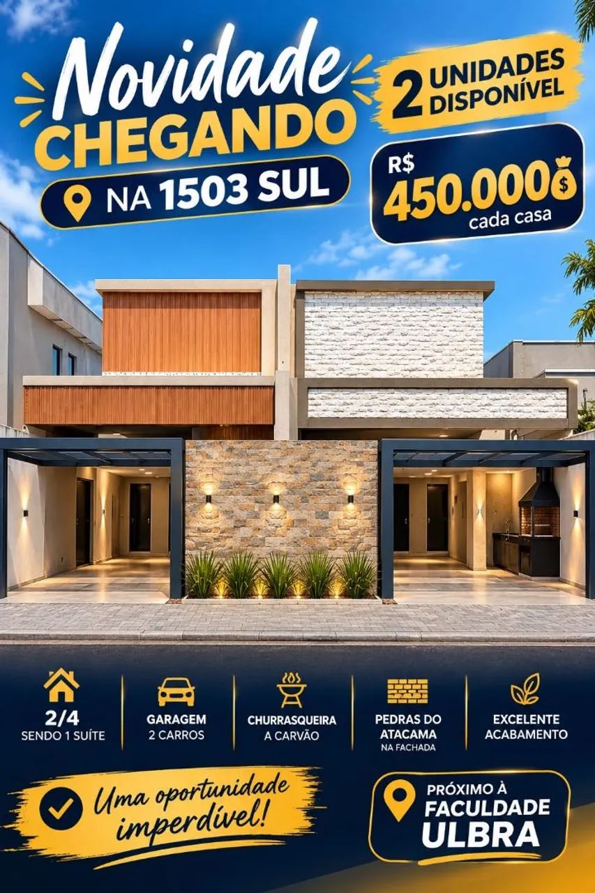 Lindas Casas Novas Próximo a facul. ULBRA E CATÓLICA 