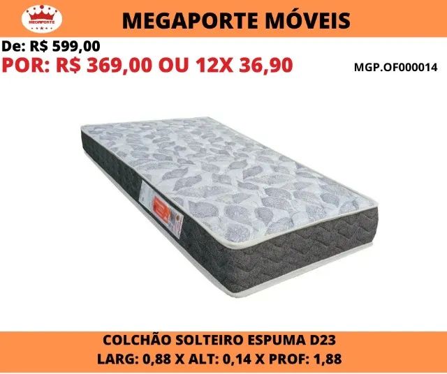 COLCHÃO DE SOLTEIRO ESPUMA D23