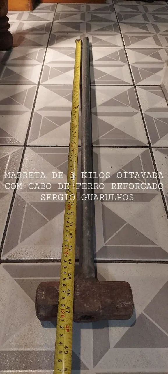 Marreta de 3 kilos oitavada com cabo - Foto 2
