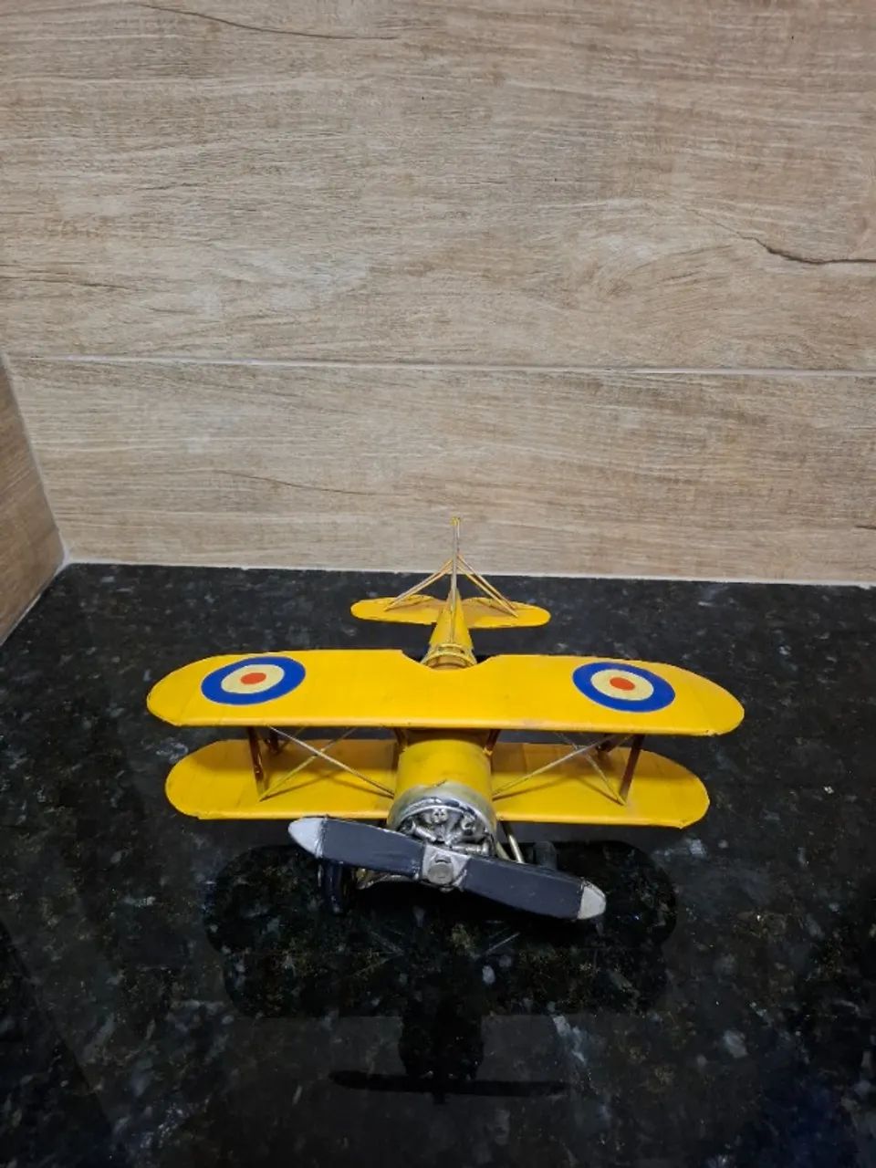 AVIÃO BIPLANO VINTAGE 25CM AMARELO - Foto 2