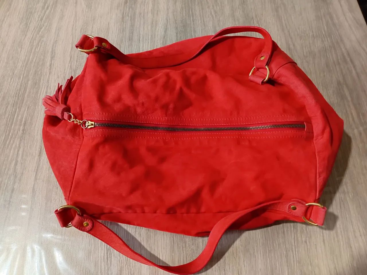 Bolsa vermelha camurça 