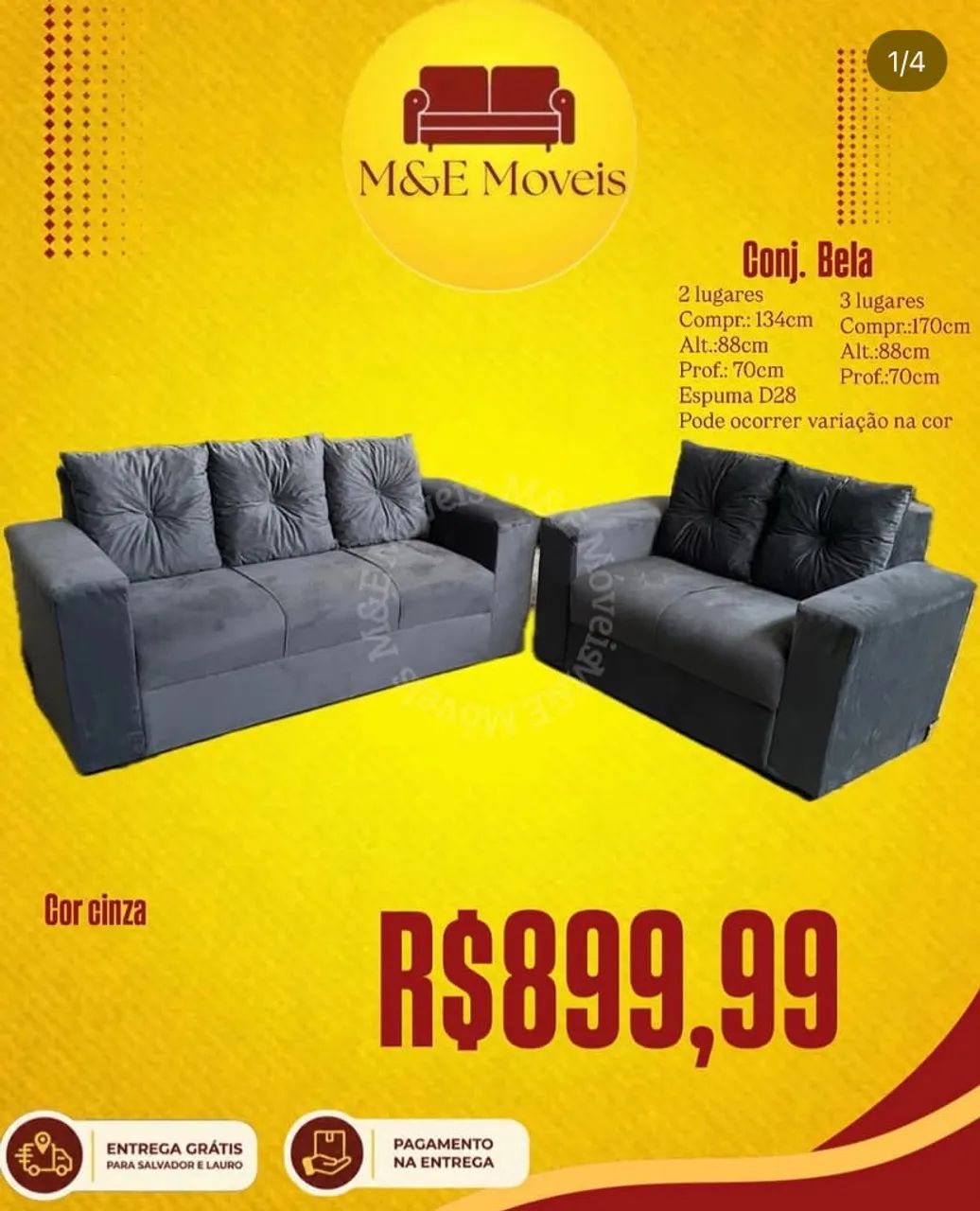 Conjunto de sofá 3e2 lugares novo com entrega grátis  - Foto 4