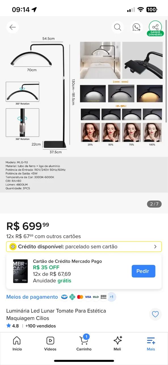 Luminária meia lua - Foto 3