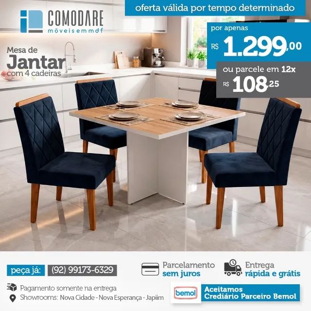 Mesa de Jantar com 4 Cadeiras | Entrega Grátis - Foto 2