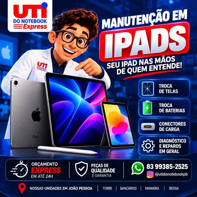 Reparo e Manutenção em IPADS, orçamento sem custos