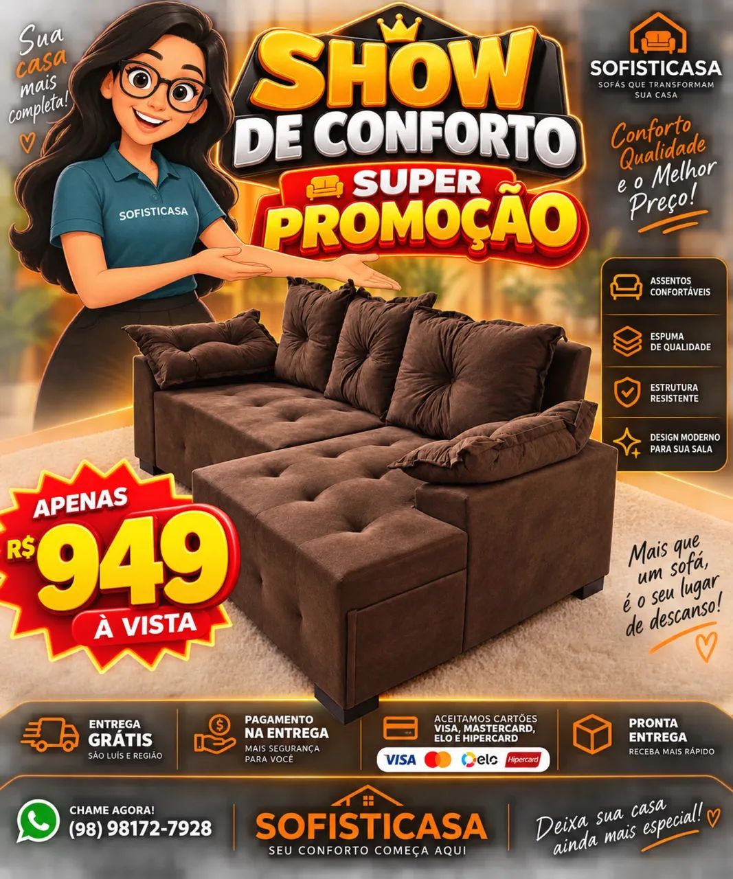 Sofá novos em promoção 