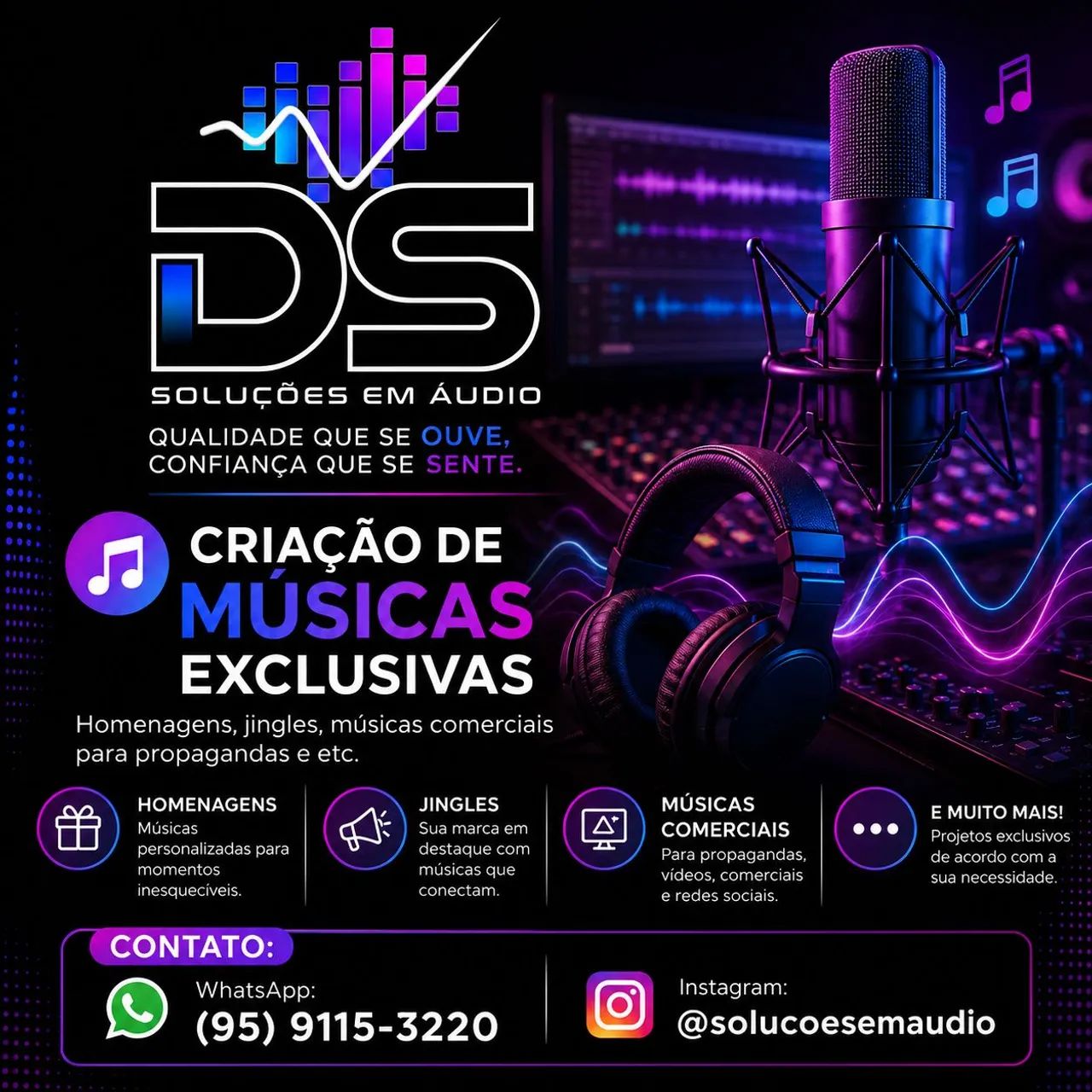 Crie sua música exclusiva com a DS Soluções em Áudio. 