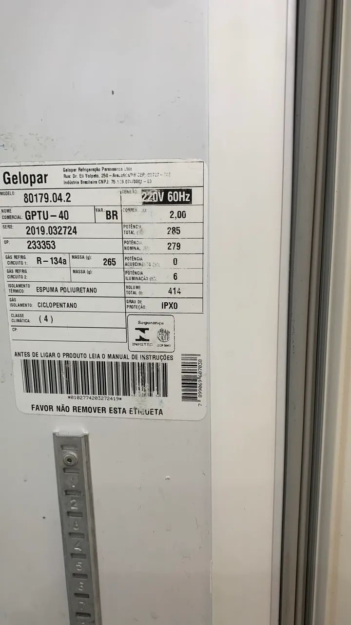 Refrigerador Vertical Gelopar Expositor Gptu-40 Br 414 Lt SEMI