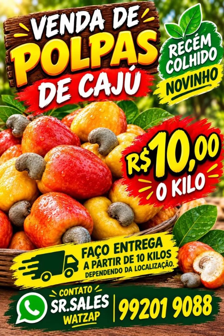 POLPAS DE CAJÚ 10,00 REAIS O KILO 