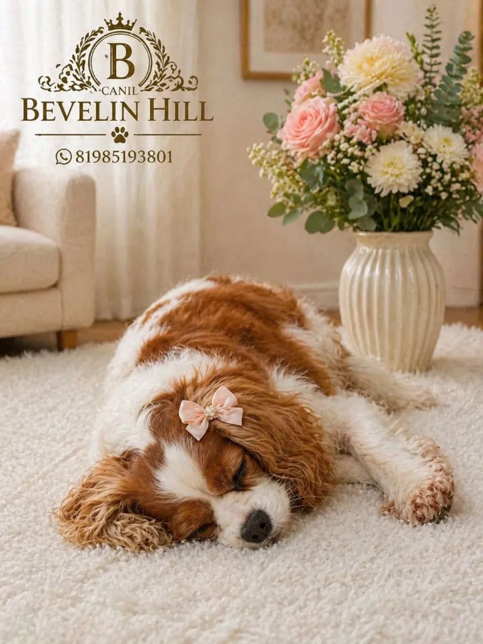 Cavalier macho lindo com pedigree 