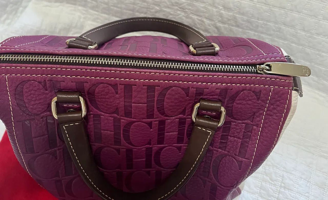 Bolsa Carolina Herrera Original Couro Vinho - Foto 2