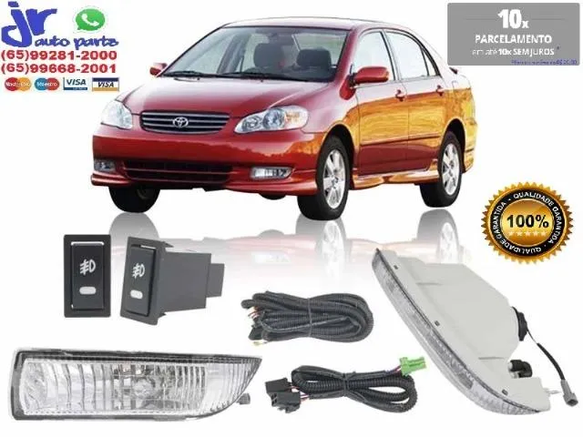 Kit Farol de Milha Auxiliar para Corolla/Fielder 03, 04, 05, 06, 07 e 08 - Botão Modelo Or