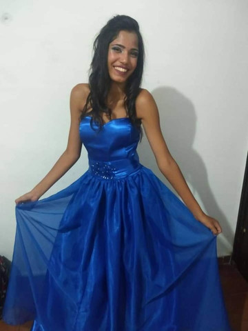 vestido de festa de 15 anos azul