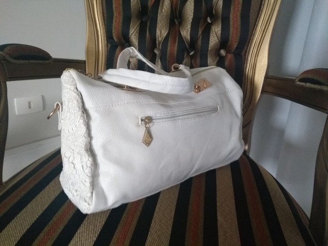 Bolsa branca com renda - Foto 2