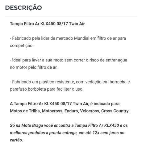 Tampão para caixa de ar klx 450 - Foto 3
