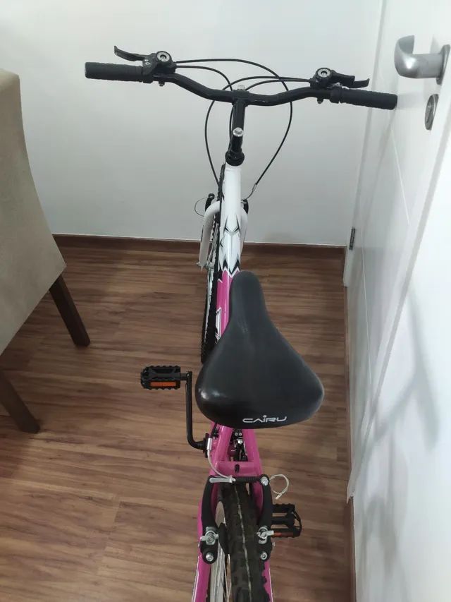 Bicicleta ultra bikes bicolor aro 24 18 marchas rosa e branca