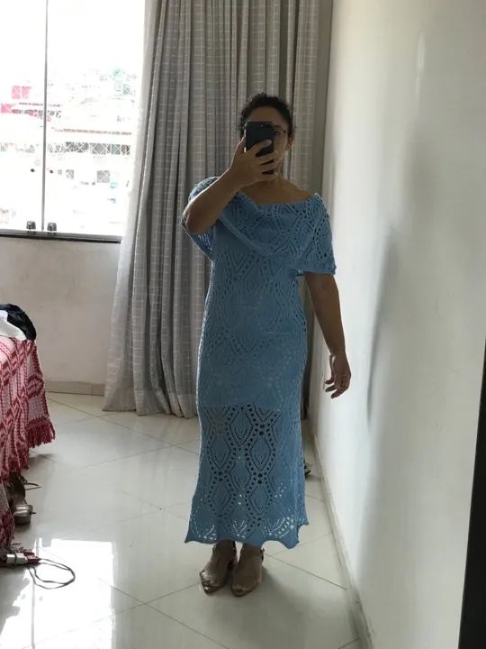 Vestido de tricô azul claro - lindo e elegante - Foto 5