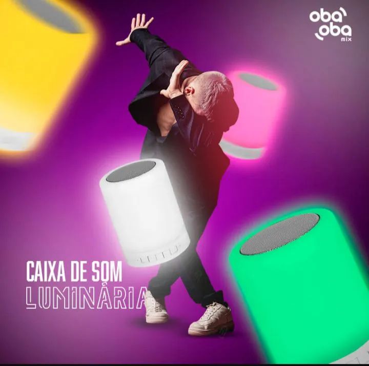 Caixa de Som Bluetooth com Luz LED Abajour Luminária  - Foto 6