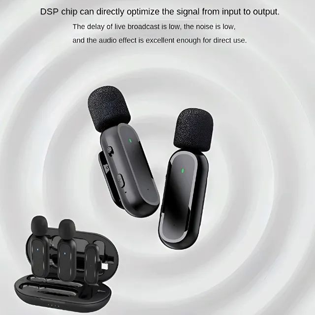 Microfone Lapela Sem Fio Profissional com Estojo de Carregamento  - Foto 2