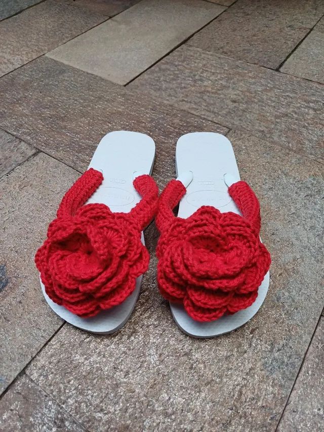 Havaianas flor de crochê 37/38