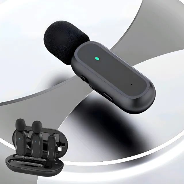 Microfone Lapela Sem Fio Profissional com Estojo de Carregamento  - Foto 4