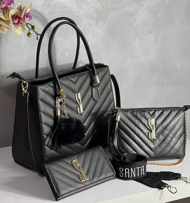 Kit Bolsa Feminina SL (3 PEÇAS) - Acompanha Pompom (Consulte Estoque)