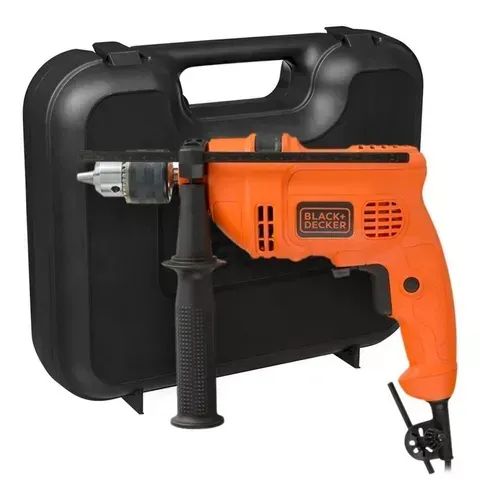 Furadeira De Impacto 1/2 550w Tm555k Maleta Black Decker Cor Vermelha e Preta