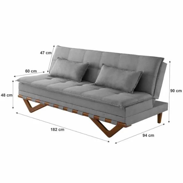 Sofá Cama Reclinável 1,82m Almofadas Linho Super Lindo Fazemos Entrega