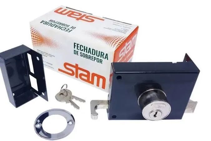 Fechadura de portão Stam sobrepor nova 2 chave ou +