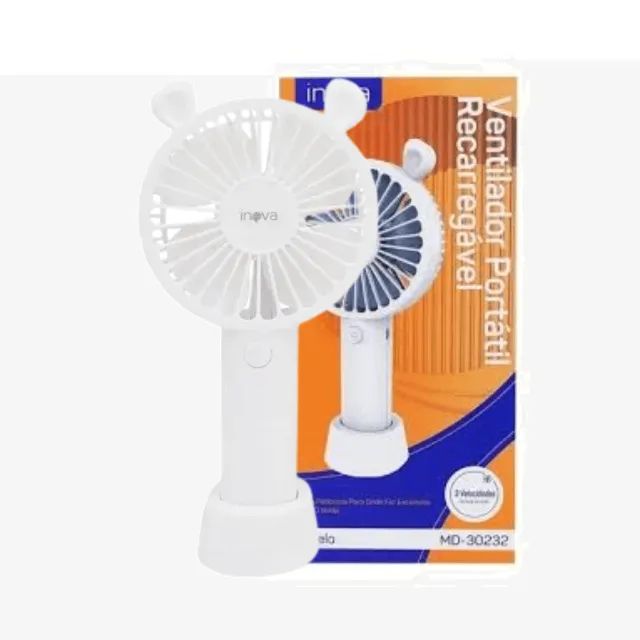 Ventilador Portátil Recarregável Branco, Azul, Rosa MD-30232 - Inova cod: 4225 - Foto 4