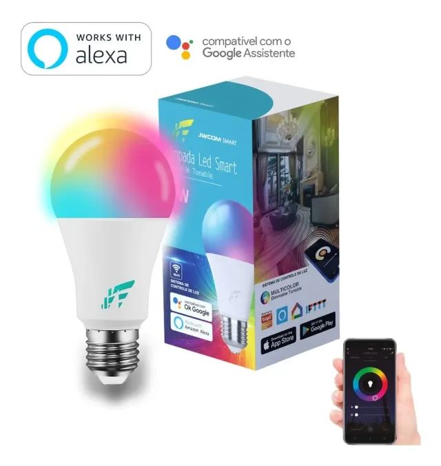 Smart Lâmpada Inteligente Led Rgb Wi-fi Compatível Com Alexa e Google
