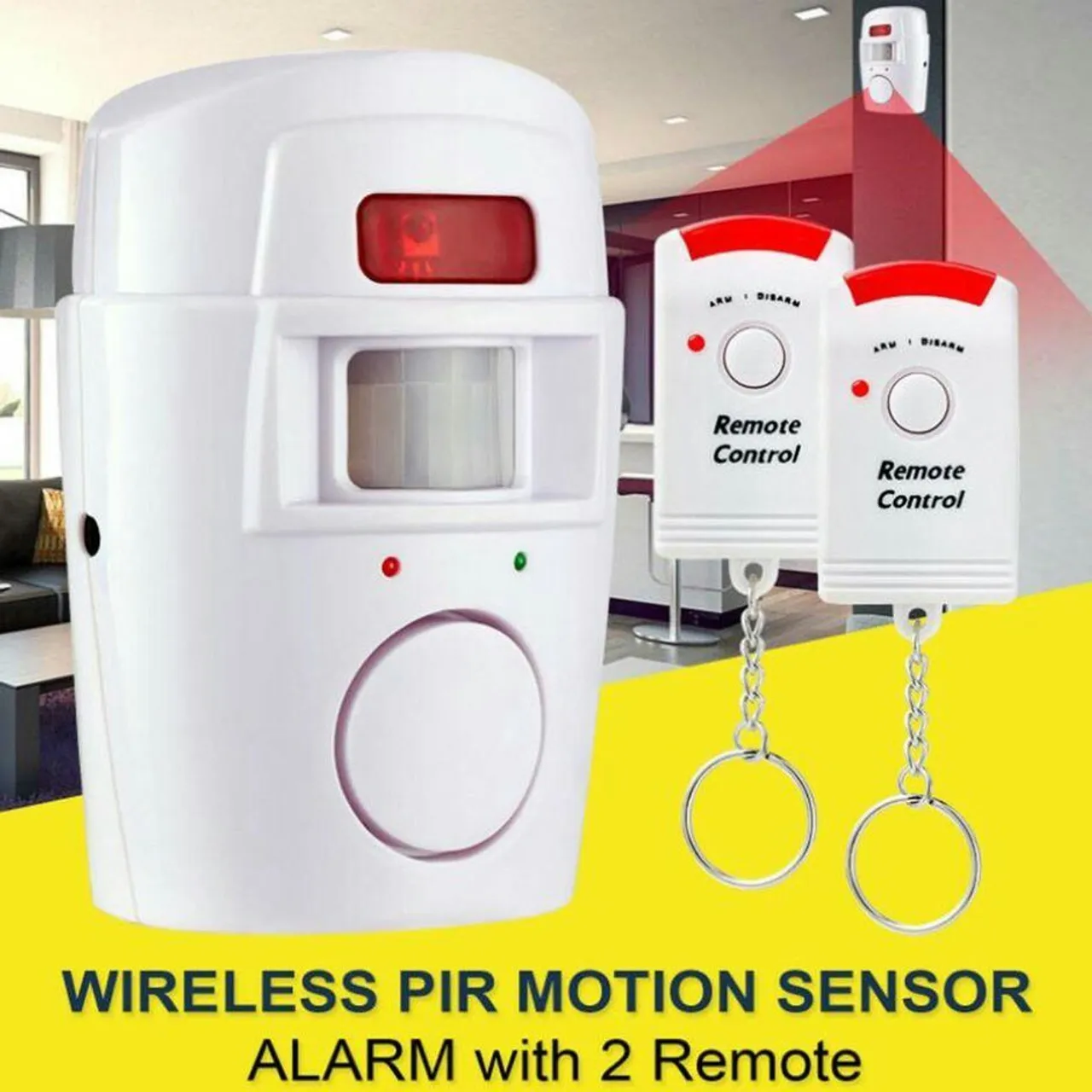 Alarme de Segurança Sem Fio com sensor de presença + 2 controles