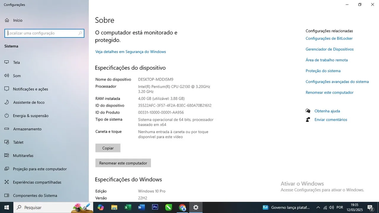 Computador DeskTop Intel Pentium G2130 3.20GHz 4GB RAM