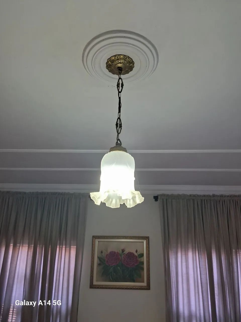 Lustre em bronze com Cúpula de Vidro - Foto 4
